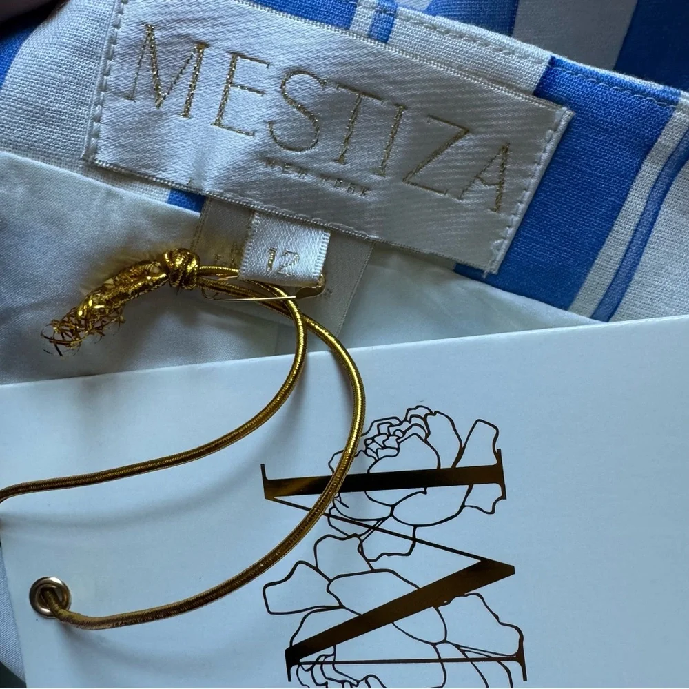 Mestiza New York Seville Midi Skirt Sz 12 Santorini Stripe Linen Blend NWT - Picture 12 of 12